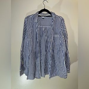 Old Navy - The Tunic Shirt Blue and White Button Up - Size XL